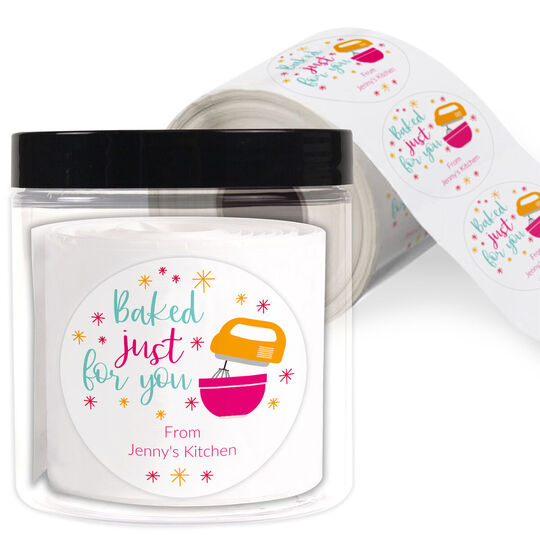 Baked Just For You Round Gift Stickers in a Jar